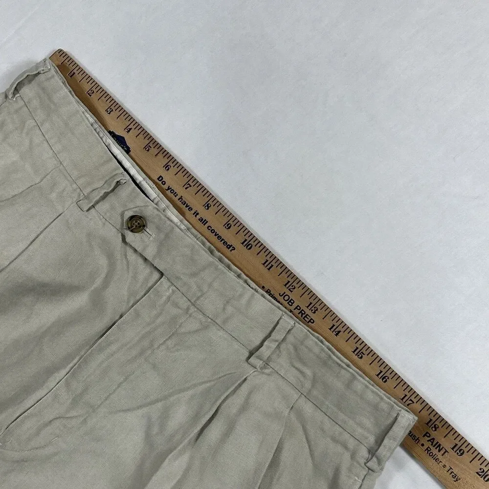 Allen Solly Dress Pants Mens 36R Linen Pleated Straight Leg Beach Casual